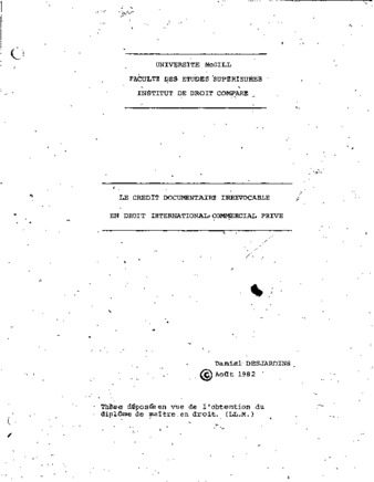 Thesis | Le Crédit Documentaire Irrévocable En Droit International.