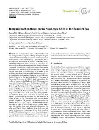 Inorganic carbon fluxes on the Mackenzie Shelf of the Beaufort Sea. thumbnail