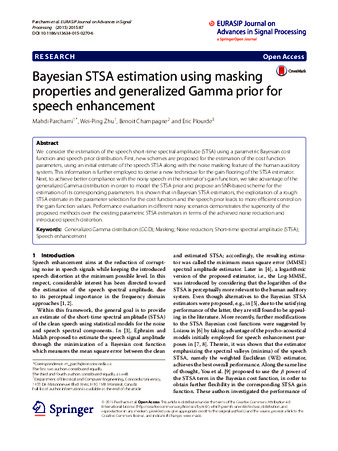 Bayesian STSA estimation using masking properties and generalized Gamma prior for speech enhancement thumbnail