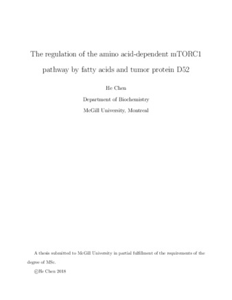 The regulation of the amino acid-dependent mTORC1 pathway by fatty acids and tumor protein D52 thumbnail