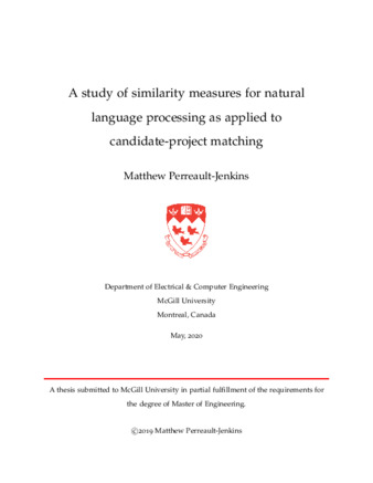 A study of similarity measures for natural language processing as applied to candidate-project matching thumbnail