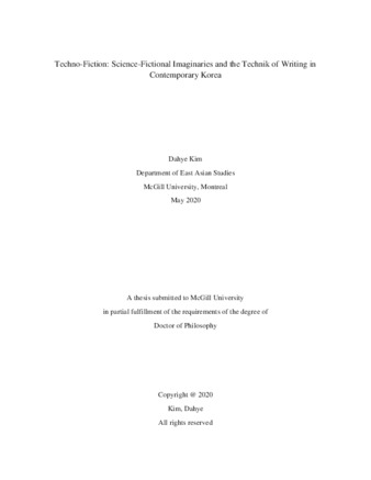 Techno-fiction: science-fictional imaginaries and the technik of writing in contemporary Korea thumbnail