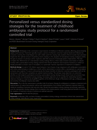 Personalized versus standardized dosing strategies for the treatment of childhood amblyopia: study protocol for a randomized controlled trial thumbnail