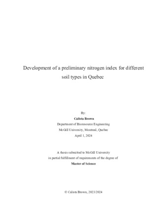 Development of a preliminary nitrogen index for different soil types in Quebec thumbnail