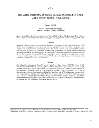 The water chemistry of cruise 85-036 on Bras d'Or Lake, Cape Breton Island, Nova Scotia thumbnail