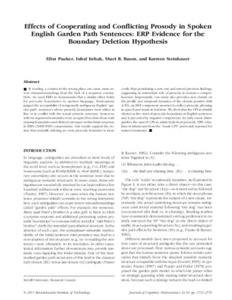 Effects of cooperating and conflicting prosody in spoken English garden path sentences: ERP evidence for the boundary deletion hypothesis thumbnail