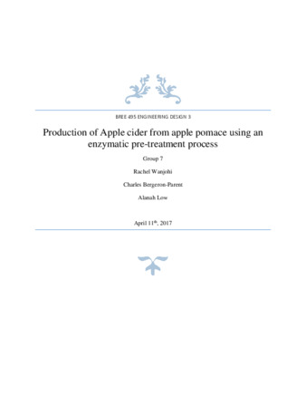 Production of Apple cider from apple pomace using an enzymatic pre-treatment process thumbnail