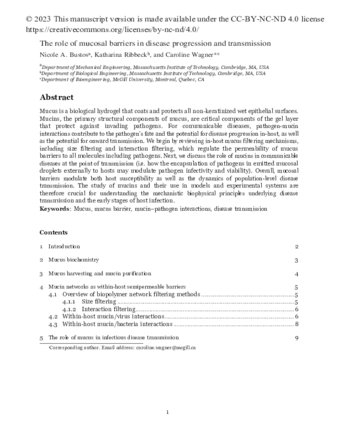 The role of mucosal barriers in disease progression and transmission thumbnail