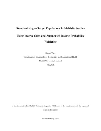 Standardizing to target populations in multisite studies using inverse odds and augmented inverse probability weighting thumbnail