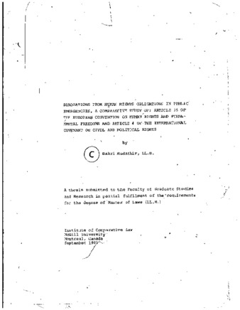 Derogations from human rights obligations in public emergencies : a comparative study of Article 15 of the European Convention on Human Rights and Fundamental Freedoms and Article 4 of the International Covenant on Civil and Political Rights thumbnail
