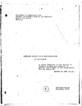 Quelques aspects de la responsabilité du psychiatre thumbnail
