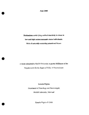 Mechanisms underlying cortisol reactivity to stress in low and high socioeconomic status individuals : role of naturally-occurring attentional biases thumbnail