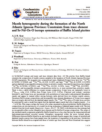 Mantle heterogeneity during the formation of the North Atlantic Igneous Province: Constraints from trace elementand Sr-Nd-Os-O isotope systematics of Baffin Island picrites thumbnail