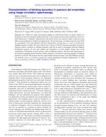 Characterization of blinking dynamics in quantum dot ensembles using image correlation spectroscopy thumbnail