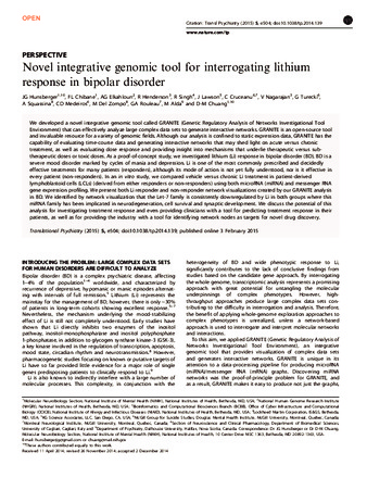 Novel integrative genomic tool for interrogating lithium response in bipolar disorder thumbnail