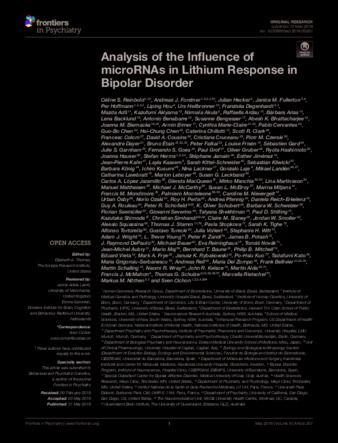 Analysis of the Influence of microRNAs in Lithium Response in Bipolar Disorder thumbnail