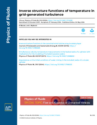 Inverse structure functions of temperature in grid-generated turbulence thumbnail