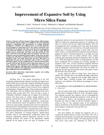 Improvement of Expansive Soil by Using Micro Silica Fume thumbnail