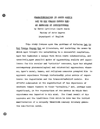 Characterization in James Agee's Let us now praise famous men : an exercise in consciousness. thumbnail