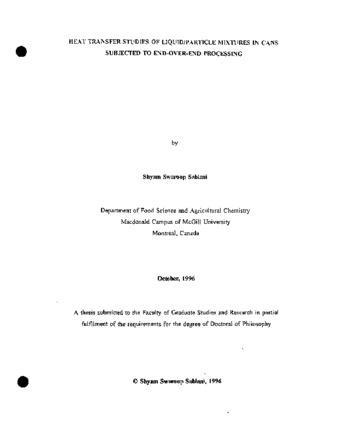 Heat transfer studies of liquidparticle mixtures in cans subjected to end-over-end processing thumbnail