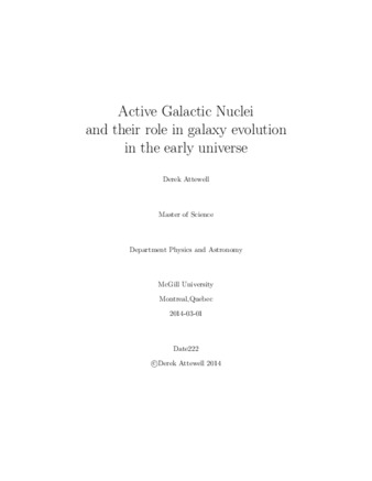 Active Galactic Nuclei and their role in galaxy evolution in the early universe thumbnail