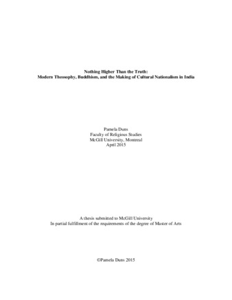 Nothing higher than the truth: modern theosophy, buddhism, and the making of cultural nationalism in india thumbnail
