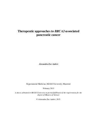 Therapeutic approaches to«BRCA2-»associated pancreatic cancer thumbnail