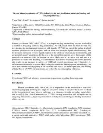 Steroid bioconjugation to a CYP3A4 allosteric site and its effect on substrate binding and coupling efficiency thumbnail