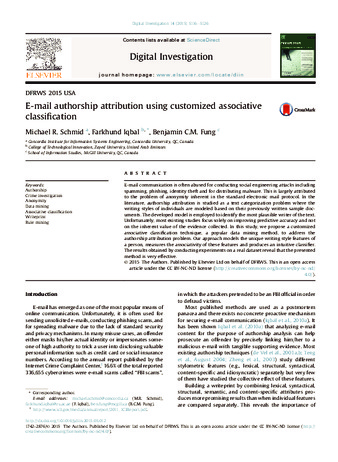 E-mail authorship attribution using customized associative classification thumbnail