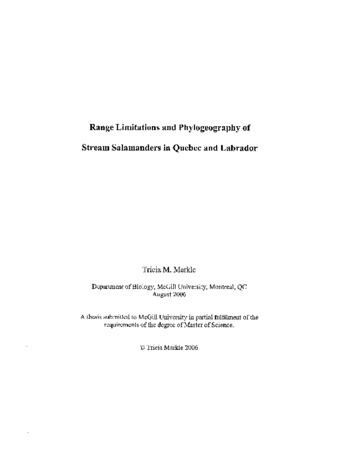 Range limitations and phylogeography of stream salamanders in Quebec and Labrador thumbnail