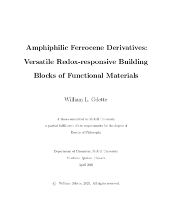Amphiphilic ferrocene derivatives:versatile redox-responsive building blocks of functional materials thumbnail