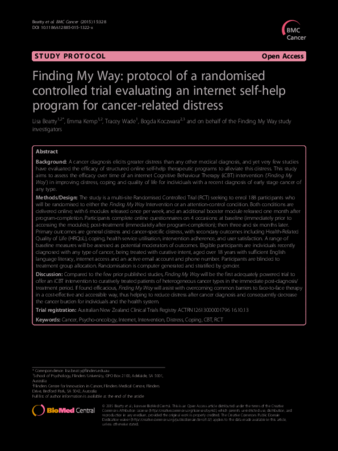 Finding My Way: protocol of a randomised controlled trial evaluating an internet self-help program for cancer-related distress thumbnail