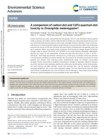 A comparison of carbon dot and CdTe quantum dot toxicity in Drosophila melanogaster thumbnail