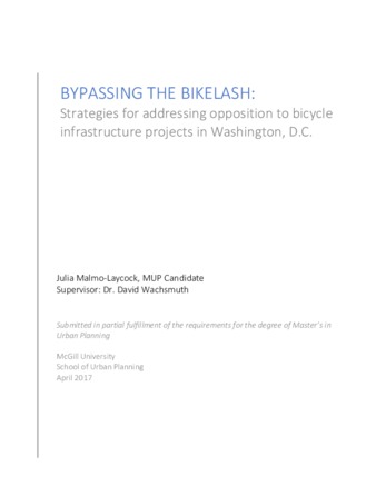 Bypassing the Bikelash: Strategies for addressing opposition to bicycle infrastructure projects in Washington, D.C. thumbnail