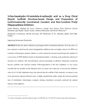 3-Oxo-hexahydro-1H-isoindole-4-carboxylic acid as a drug chiral bicyclic scaffold and its application to the preparation of conformationally constrained covalent and non-covalent prolyl oligopeptidase inhibitors. thumbnail