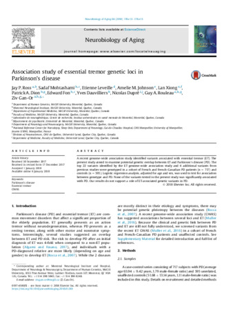 Association study of essential tremor genetic loci in Parkinson's disease thumbnail