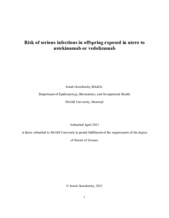 Risk of serious infections in offspring exposed in utero to ustekinumab thumbnail