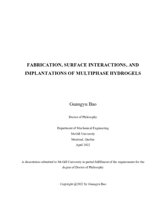 Fabrication, surface interactions, and implantations of multiphase hydrogels thumbnail