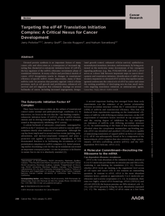 Targeting the eIF4F Translation Initiation Complex: A Critical Nexus for Cancer Development thumbnail