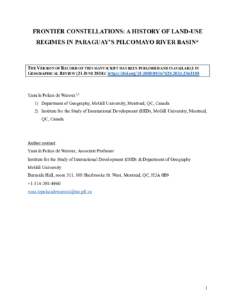 Frontier Constellations: A History of Land-use Regimes in Paraguay’s Pilcomayo River Basin thumbnail