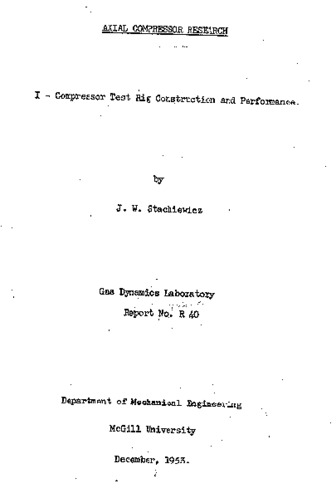 Axial compressor research. 1- compressor test rig construction and performance thumbnail