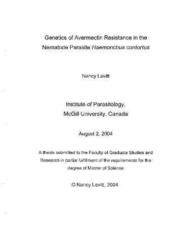 Genetics of avermectin resistance in the nematode parasite Haemonchus contortus thumbnail