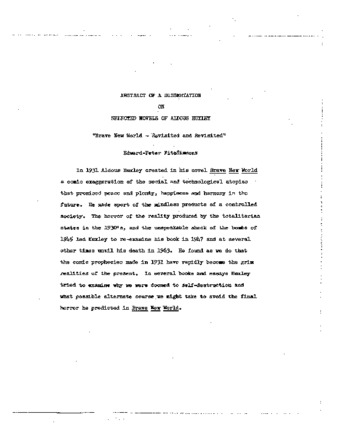 A Study of selected works of Aldous Huxley pursuing ideas first stated in Brave new world : Brave new world revisited and revisited. thumbnail