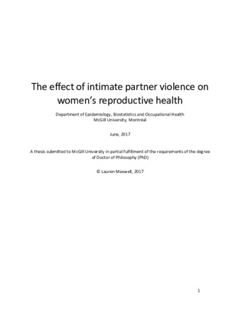 The effect of intimate partner violence on women's reproductive health thumbnail