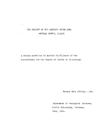 The geology of the Caniniti river area, Pontiac county, Quebec. thumbnail