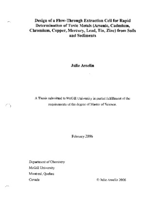 Design of a flow-through extraction cell for rapid determination of toxic metals (arsenic, cadmium, chromium, copper, mercury, lead, tin, zinc) from soils and sediments thumbnail