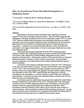 How can Accretionary Prisms Elucidate Seismogenesis in Subduction Zones? thumbnail