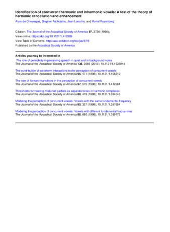 Identification of concurrent harmonic and inharmonic vowels: A test of the theory of harmonic cancellation and enhancement thumbnail