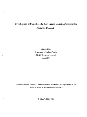 Investigation of properties of a new liquid ionization chamber for radiation dosimetry thumbnail