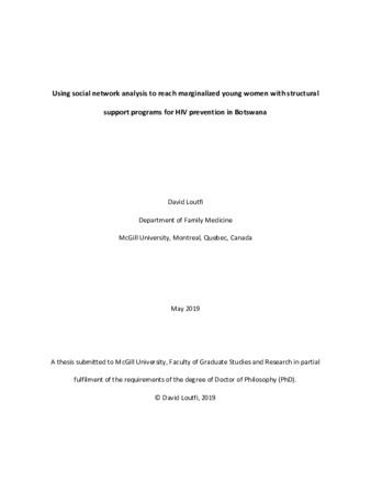 Using social network analysis to reach marginalized young women with structural support programs for HIV prevention in Botswana thumbnail